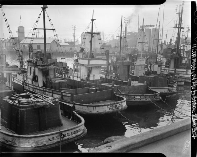 Impounded Japanese fishing boats, Fish Harbor, Los Angeles (Calif.)