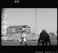 Steve Bilko hits home run on Wrigley Field, Los Angeles, 1956