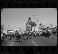 Rioting following Chicano Moratorium Committee antiwar protest, East Los Angeles, 1970