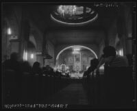 Interior view of Plaza Church, Los Angeles, 1942-1947