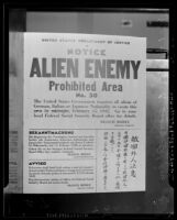Notice for alien enemy prohibited territory no. 30