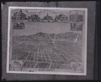 Illustration with a birds eye view of lots in Alhambra, Alhambra, 1887