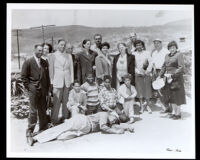 African Americans in a group portrait at a roadside, 1940-1960