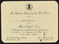 Invitation to Barbados Prime Minister Grantley Adams by the Christian Council of the Gold Coast