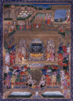 Angada discoursing with Ravana in the court