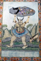 Yazdigord Samangani, Detail left Panel of Chief of Devils holding up Rustam