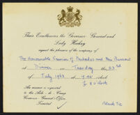 Invitation from the Govenor General of Trinidad and Tobago - General and Lady Hochoy