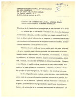 Carta a la Comisión de la Sra. Ángela Jeria, viuda del General Alberto Bachelet