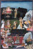 Narada visiting Brahma, Vishnu, Shiva
