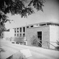 View of AUB's Nami Jafet Memorial Library in construction