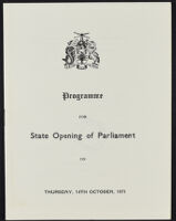 Programme for State Opening of Parliament 1971