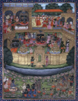 Ravana entertaining himself; Rama lands with his army on Suvela hill