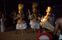 Theyyam festival - Thirayāṭṭam performance with two kolam characters, Kalliasseri (India), 1984