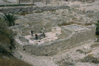 Personnel excavating, Byzantine structures, looking north west