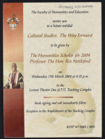 Cultural Studies: The Way Forward: Invitation to Lecture by Prof. Rex Nettleford