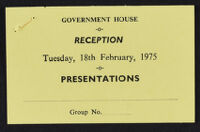 Government House Barbados Reception -  Presentations Ticket