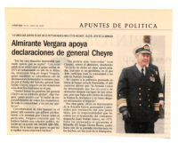 Almirante Vergara apoya declaraciones de general Cheyre