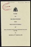 Guide to the Procedures for the State Funeral of the Late Right Excellent Sir Frank Walcott KA, OBE