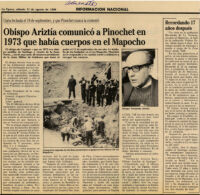 Obispo Ariztía comunicó a Pinochet en 1973 que había cuerpos en el Mapocho