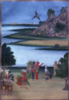 Jamavanta appointing Hanumana to cross the ocean and look for Sita