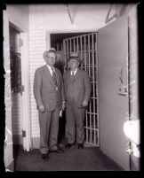 Former district attorney Asa Keyes and Sheriff Frank Cochran at the county jail, Los Angeles, 1930 