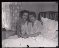 Minnie Kennedy with secretary Kharvina Burbeck at Brentwood Sanatorium, Los Angeles, 1930
