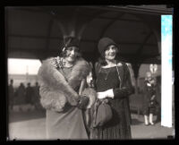 Ann Hughes and Anita Rivers at the train station, Los Angeles, 1927