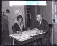 Matthew P. Adams, Secretary of the Children's Home Society, with Rose Wardlaw, a census enumerator, Los Angeles, 1930