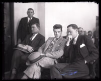 Paul Kelly and attorney William Rains during the Paul Kelly murder trial, Los Angeles, 1927