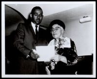 Charlotta Bass and Dr. Carleton Goodlett, M.D. at Bethel A.M.E. Church during Negro History Week, San Francisco, 1965