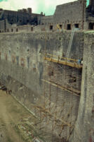 View of the work on the facade of the Batterie Royale