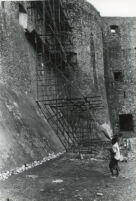 Citadelle. Erection of scaffolding in preparation for the restoration of the Batterie Royale's exterior wall.