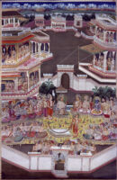 Rama remembering guru before lifting Shiva's bow