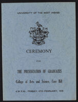 1970 Ceremony for the Presentation of Graduates, College of Arts & Science, UWI