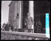 Lieutenant Governor Buron Fitts speaking Los Angeles, 1927-1928