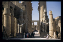 The courtyard of Ramses II, towards the colonnade, view into the imperial cult chamber 