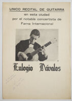 Único recital de guitarra en esta noble ciudad por el notable concertista de fama internacional Eulogio Dávalos