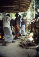 Villupāttu event - Pancu trance medium begins a manjal nirattam trance ritual at the Ayyappan Temple, Achankulam (India : Village), 1984