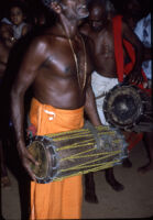 Two drummers perform, Pengamuck (India), 1984