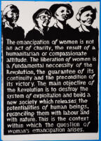 The emancipation of women is not an act of charity, the result of a humanitarian or compassionate attitude.