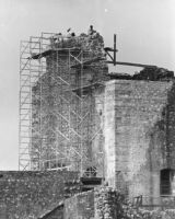 Citadelle. Restoration of Batterie da la Reine's exterior wall. The corner had previously been restored in 1979.