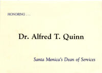 Dr. Alfred Thomas Quinn Retirement Dinner Invitation