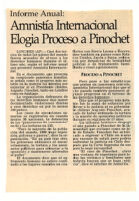 Amnistía Internacional Elogia Proceso a Pinochet