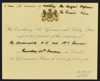 Invitation from the Governor and Lady Stow