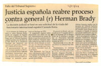 Justicia española reabre proceso contra general (r) Herman Brady
