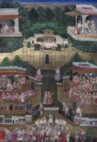 Dasharatha informing sage Vasishtha and the Queens about Rama and Sita's wedding