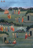 Sage Sarabhanga cremating himself and going to Vaikuntha; Sutikshana meeting Rama