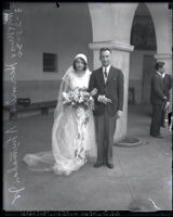 María del Carmen Vasconcelos and Hermino Ahumada Jr. on their wedding day, Los Angeles, 1930