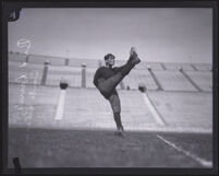 Santa Clara University football player Bud Bundy at the Coliseum, Los Angeles, 1920s