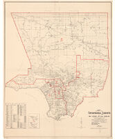 Map showing the supervisorial districts of the County of Los Angeles as established by ordinance no. 2649, adopted September 18th, 1935 / compiled by Alfred Jones, County Surveyor.